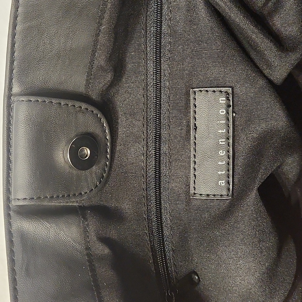 ATTENTION Elegant Black Ruffled Tote Bag SOFT LEATHER CLEARANCE - Picture 5 of 10